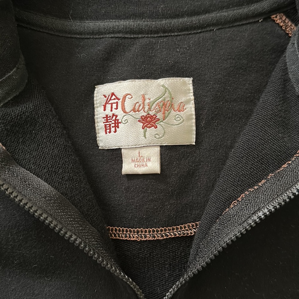Calispia Sweatsuit Tracksuit Loungewear Two Piece Set in Black with Embroidery - Picture 6 of 16